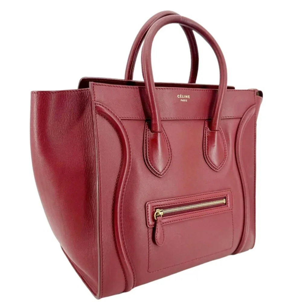 Celine  Nano Luggage Leather Satchel Bag Burgundy - Picture 9 of 15